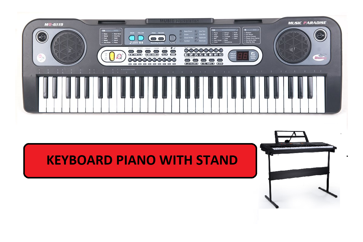 Keyboard Piano with Piano Music and Piano Stand