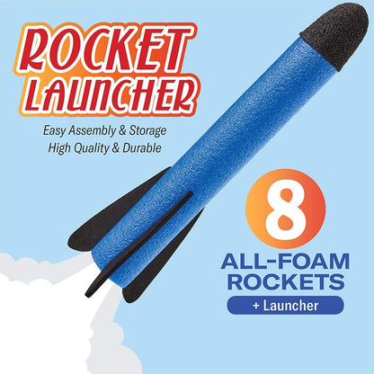 8 colorful foam rockets
