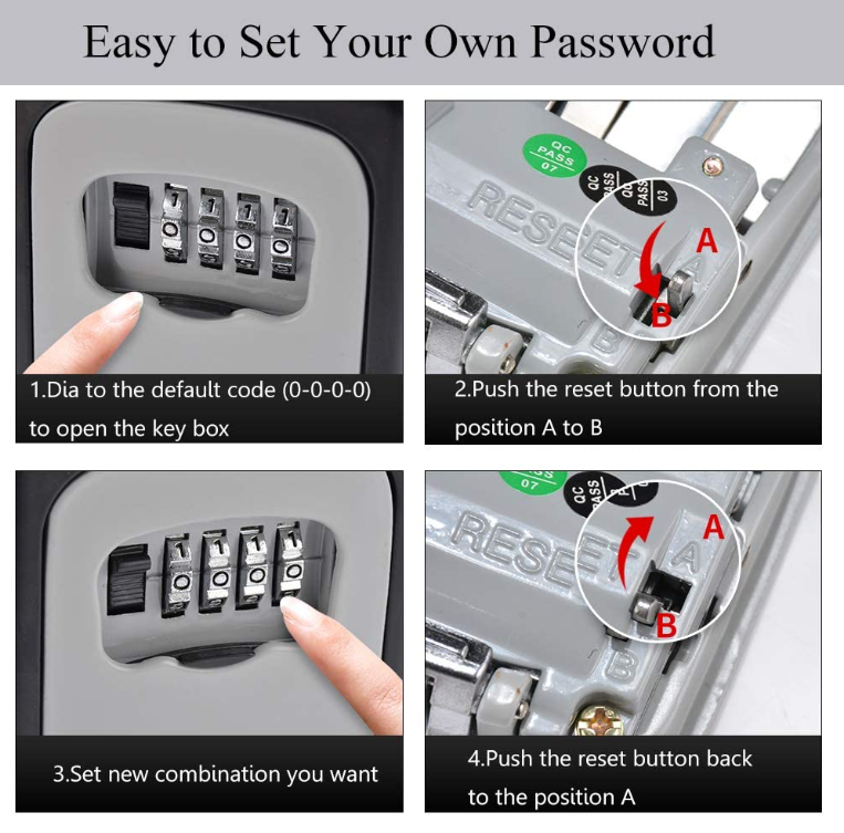 Key Lock Box Wall Mounted Portable Lock Box for House Key 5 Key Capacity