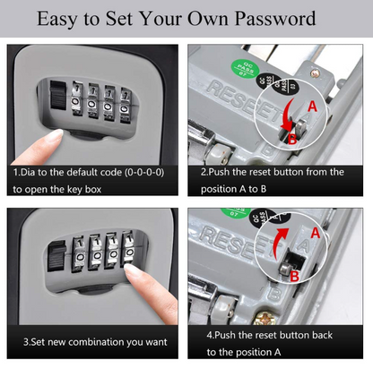 Key Lock Box Wall Mounted Portable Lock Box for House Key 5 Key Capacity
