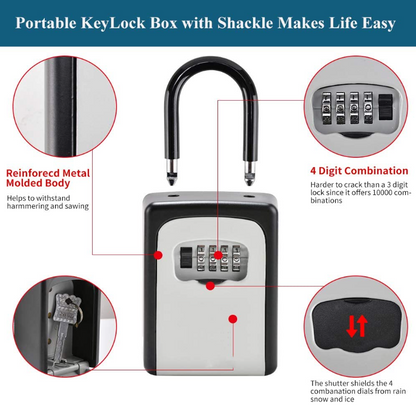 Key Lock Box Wall Mounted Portable Lock Box for House Key 5 Key Capacity