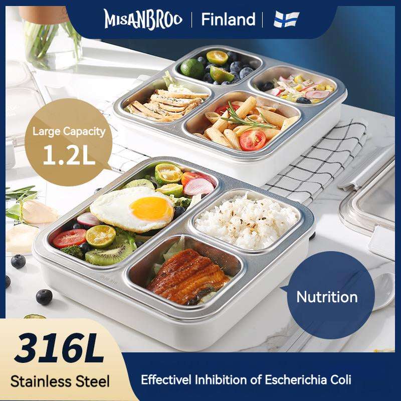 Big Bento Lunch Box — 316L Stainless Steel, 3 Compartments, Leak-Proof