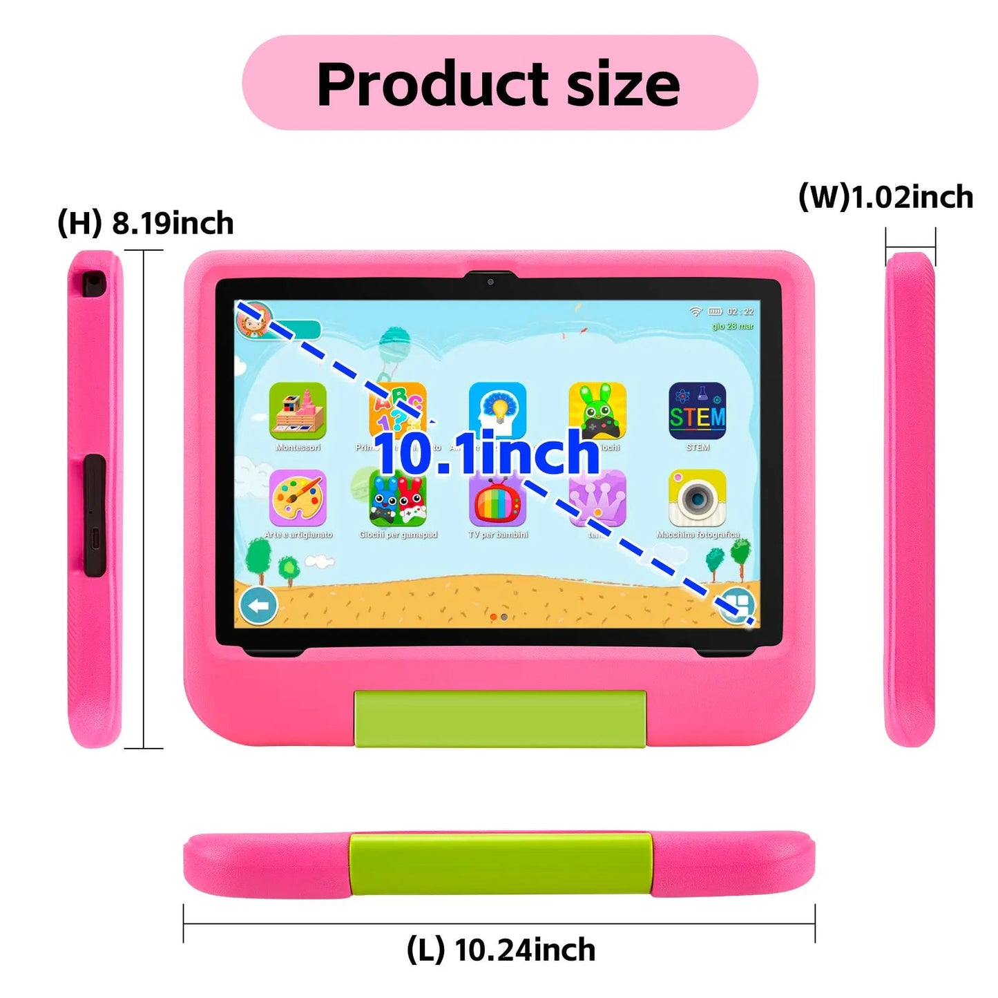 10.1" Kids Android Tablet with Protective Case