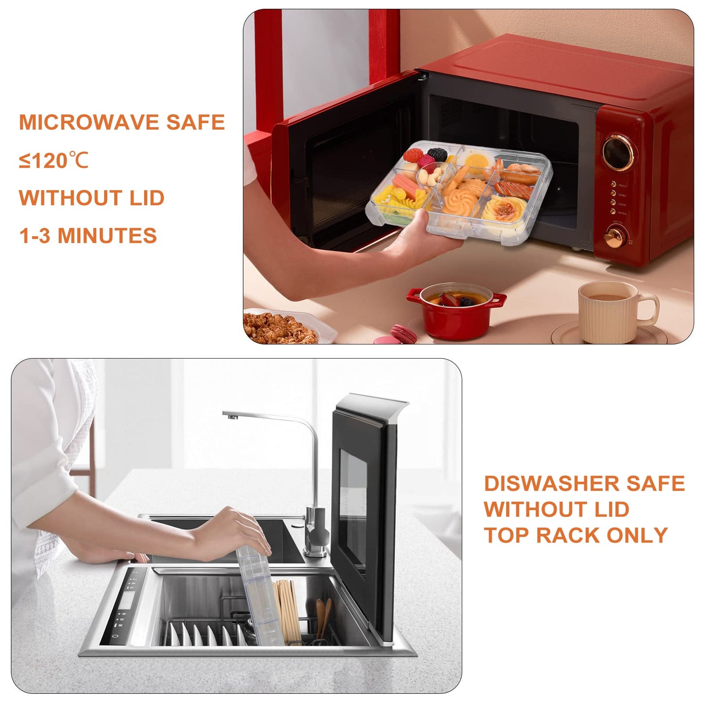 Kids Bento Lunch Boxes with Removable Ice Pack Orange