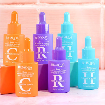 BIOAQUA 3-Piece Facial Serum Combination Set – Vitamin C + Retinol + Hyaluronic Acid