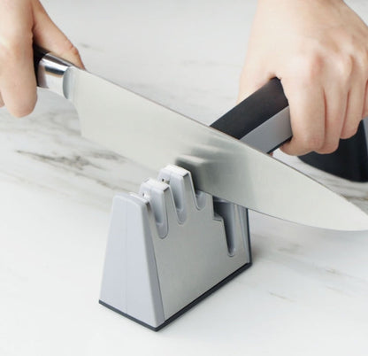 Knife and Scissor Sharpener Grip Easy with 3 Sharpening Options & Scissor Slot