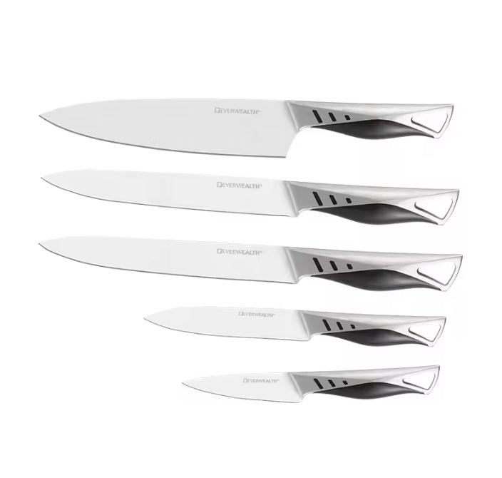 Kitchen Knife Set with Walnut Wood Block Holder