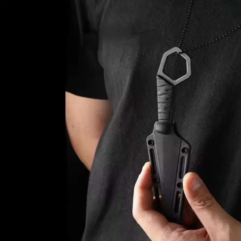 Stainless Steel Mini Knife with Chain and Dedicated Sheath Camping Neck Knives Hand Tools