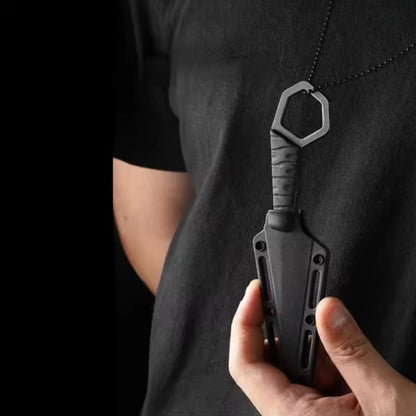 Stainless Steel Mini Knife with Chain and Dedicated Sheath Camping Neck Knives Hand Tools