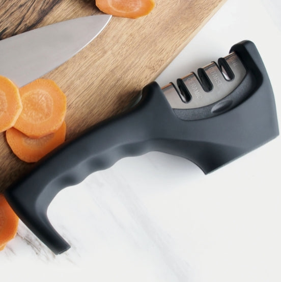Knife Sharpener Grip Easy to Use 3 Sharpening Options