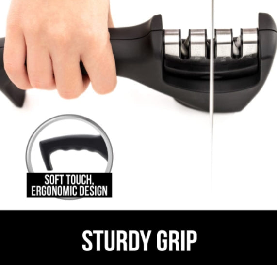 Knife Sharpener Grip Easy to Use 3 Sharpening Options
