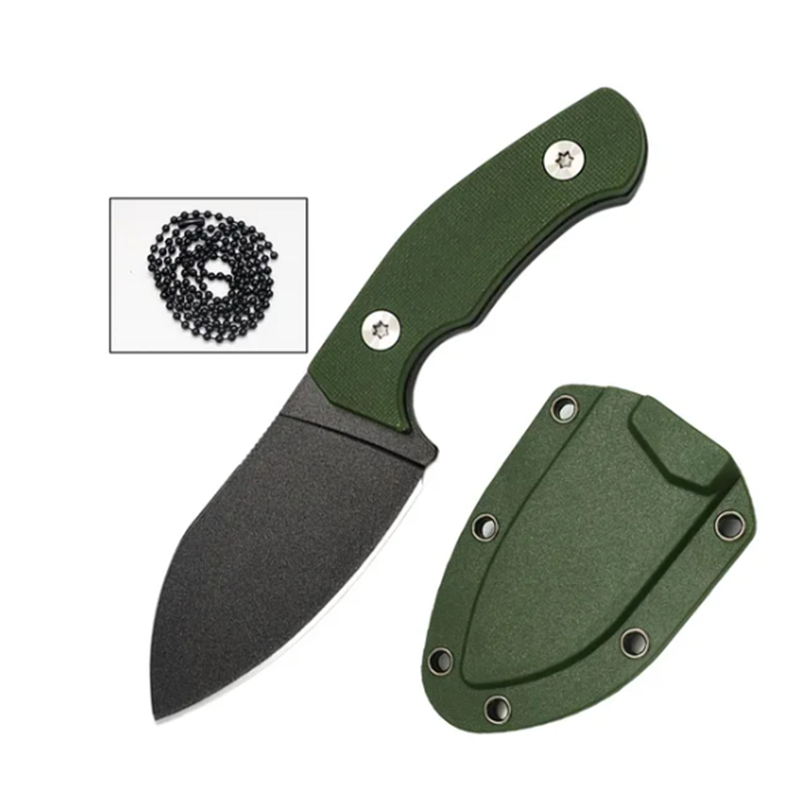 EDC Fixed Blade with Sheath and Necklace Stainless Steel for Hiking & Camping
