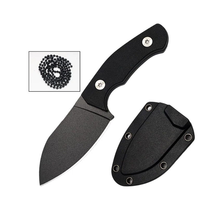 EDC Fixed Blade with Sheath and Necklace Stainless Steel for Hiking & Camping