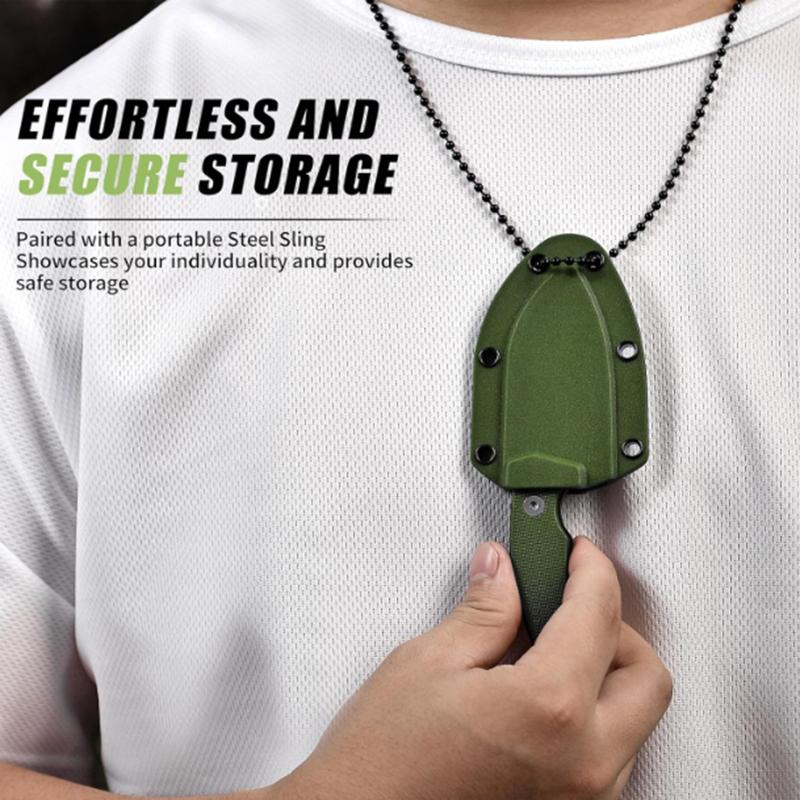 EDC Fixed Blade with Sheath and Necklace Stainless Steel for Hiking & Camping