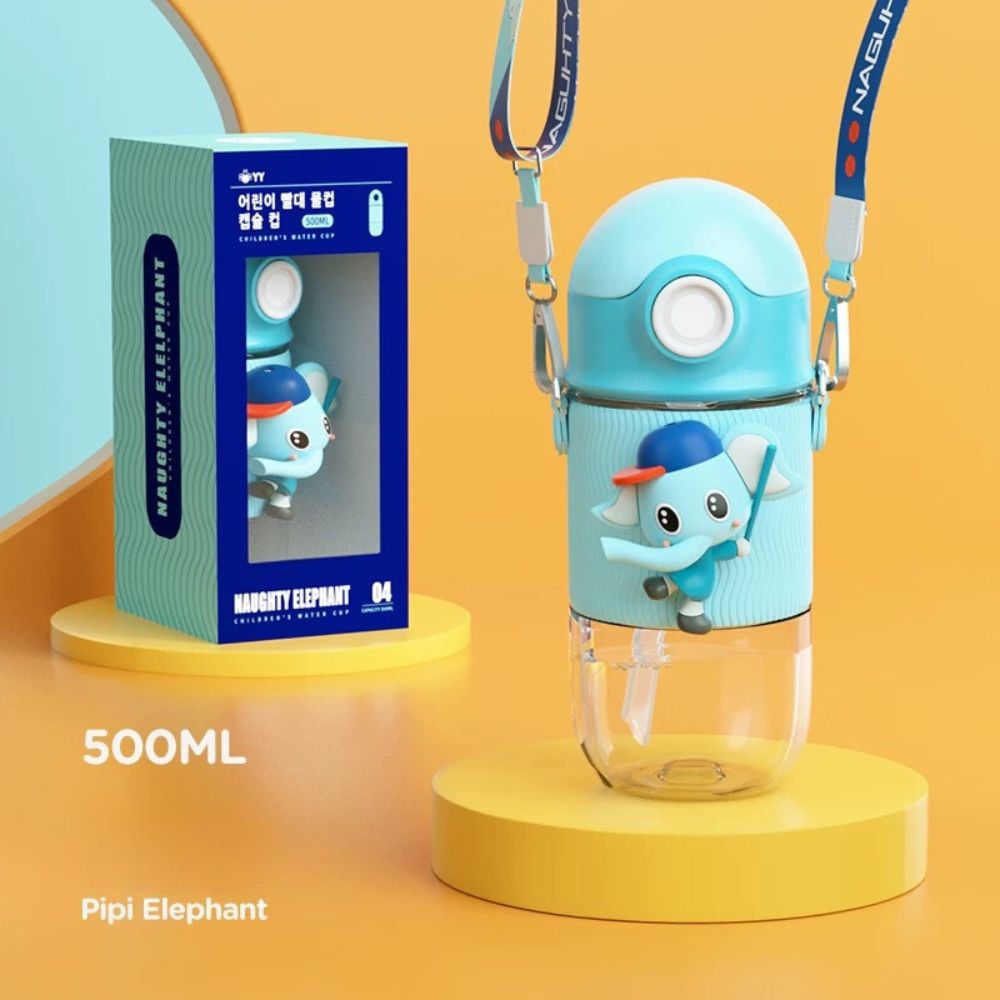 500 ml Korean Kids 3D Shatterproof Sippy Cup Water Bottle with Straw