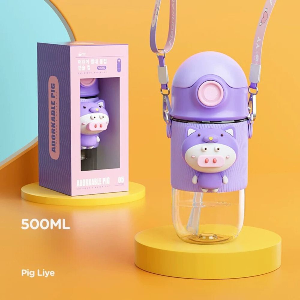 500 ml Korean Kids 3D Shatterproof Sippy Cup Water Bottle with Straw