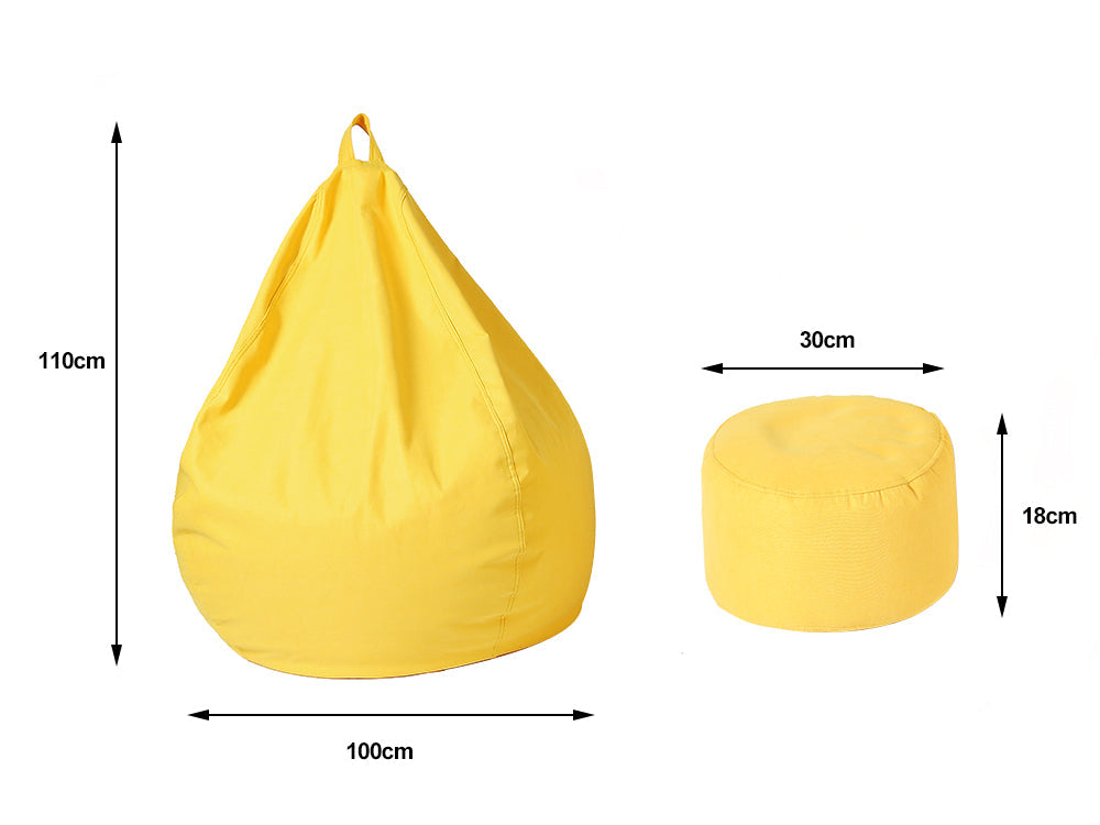Bean Bag Chair with Footstool-Yellow