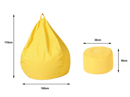 Bean Bag Chair with Footstool-Yellow