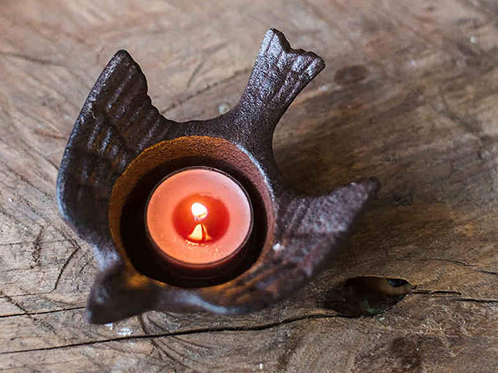 Cast Iron Retro Birds Candle Holder (Set of 2)