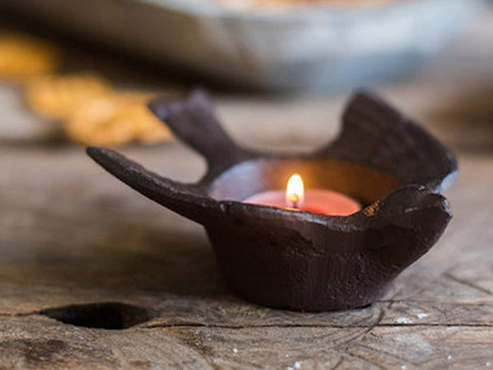 Cast Iron Retro Birds Candle Holder (Set of 2)