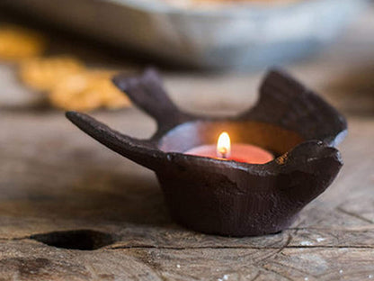 Cast Iron Retro Birds Candle Holder (Set of 2)