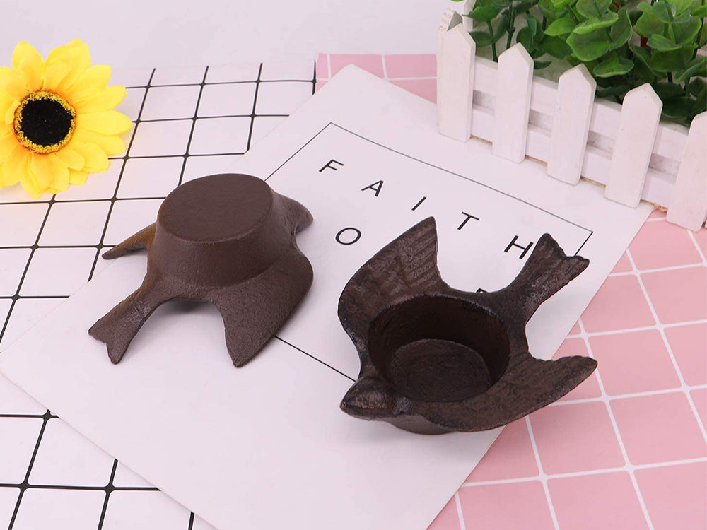 Cast Iron Retro Birds Candle Holder (Set of 2)