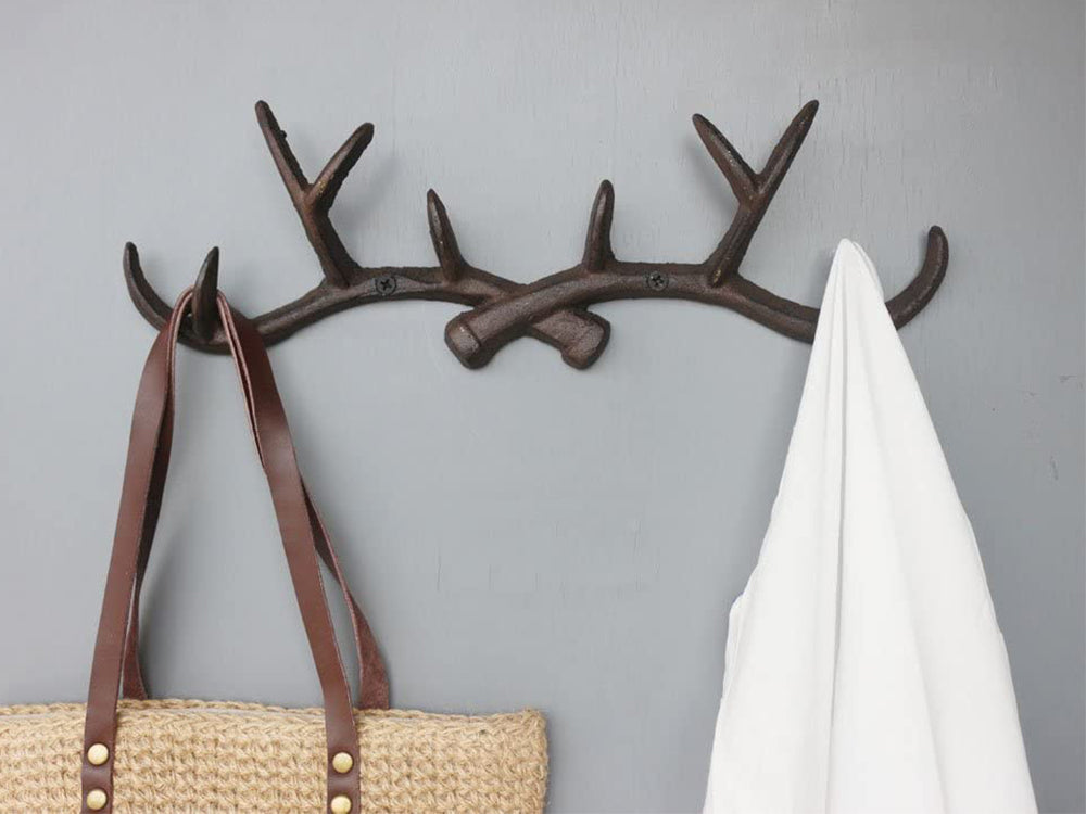 Cast Iron Deer Antlers Coat Rack Key Holder