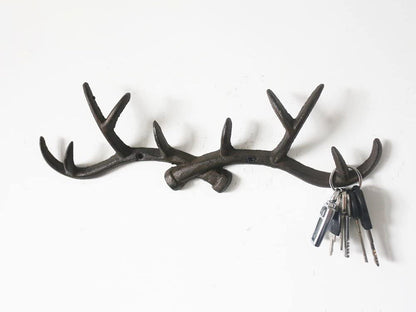 Cast Iron Deer Antlers Coat Rack Key Holder