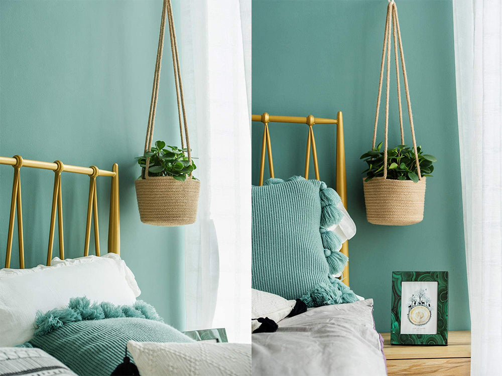 2 Pcs Jute Rope Hanging Planter Woven Plant Basket