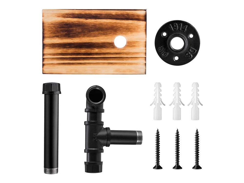 Industrial Toilet Paper Holder with Rustic Wooden Shelf