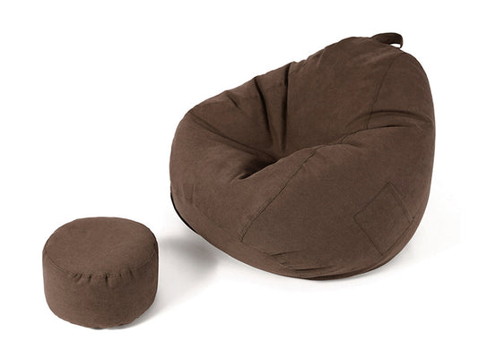 Bean Bag Chair with Footstool- Dark Brown