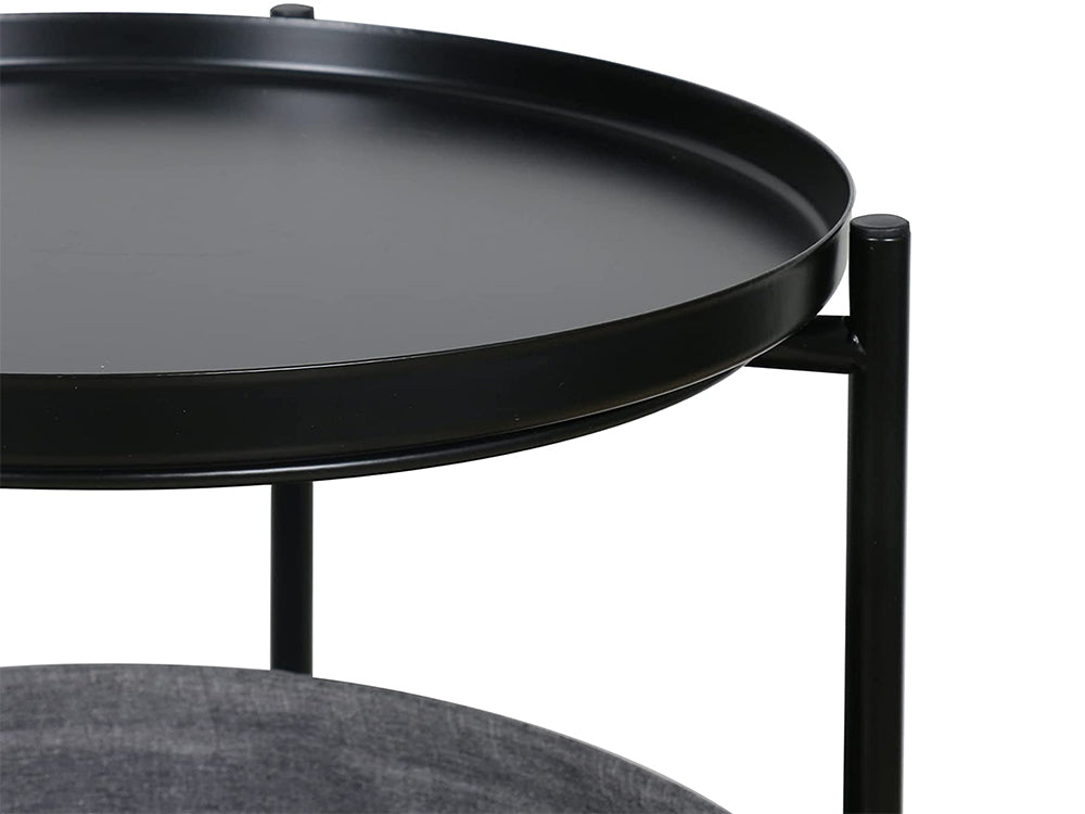 Side Table with Storage Basket- Black