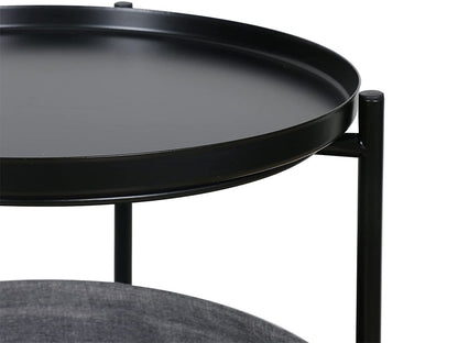 Side Table with Storage Basket- Black