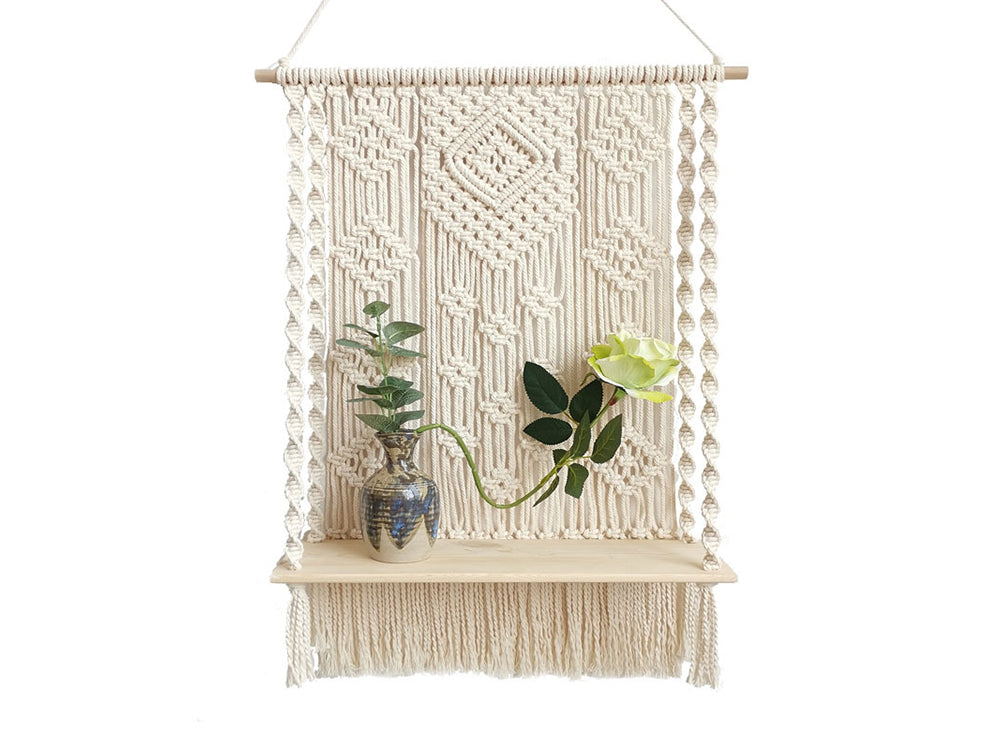 Bohemian Style Macrame Wall Hanging Shelf