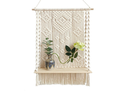 Bohemian Style Macrame Wall Hanging Shelf