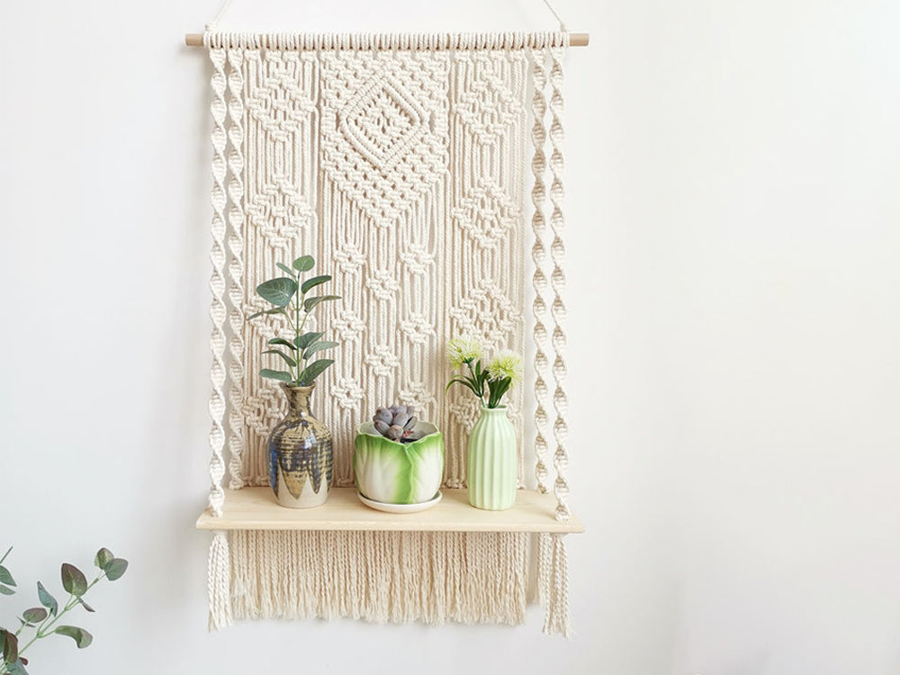 Bohemian Style Macrame Wall Hanging Shelf