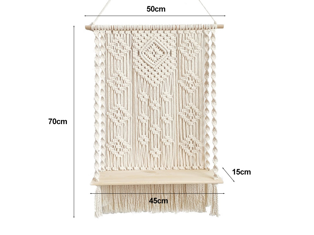 Bohemian Style Macrame Wall Hanging Shelf