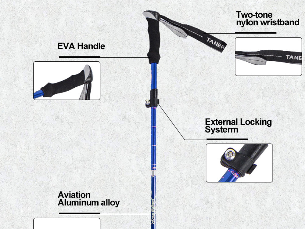 Portable 5-Section Hiking Sticks-Blue/130CM