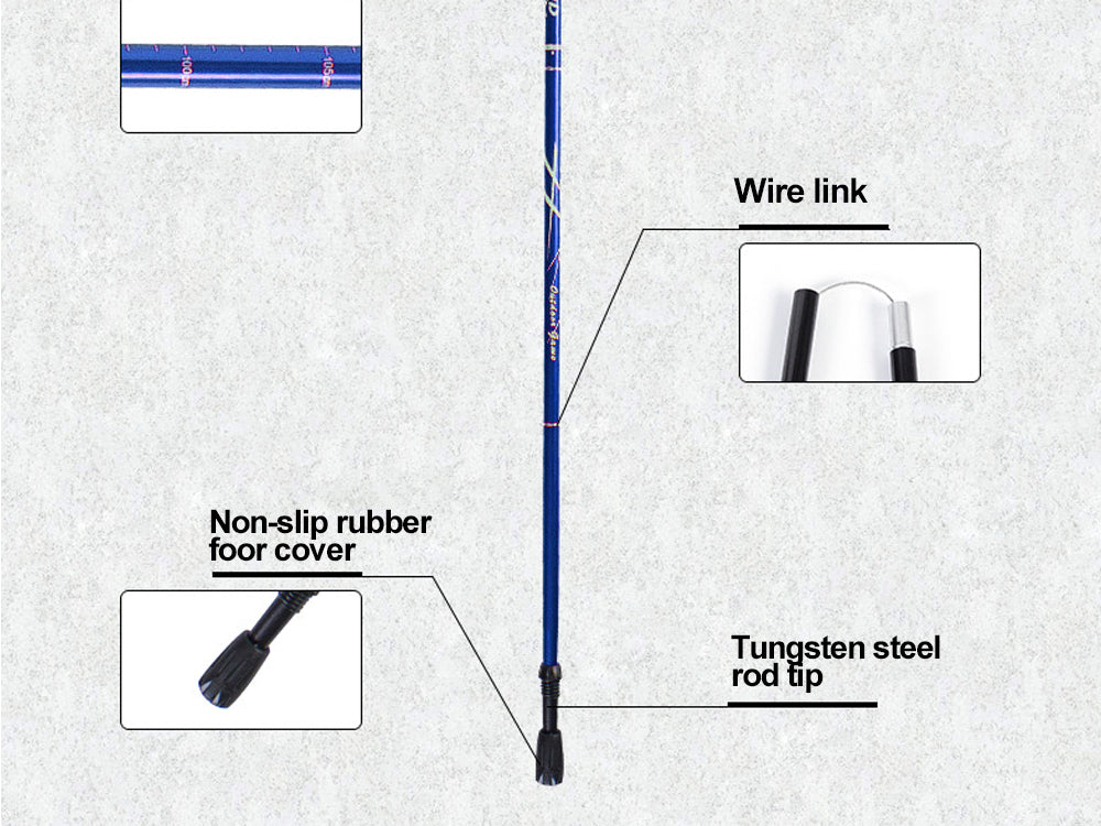 Portable 5-Section Hiking Sticks-Blue/130CM