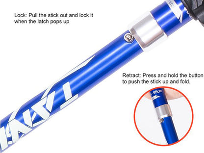 Portable 5-Section Hiking Sticks-Blue/130CM