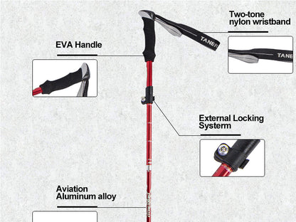 Portable 5-Section Hiking Sticks -Red/110CM