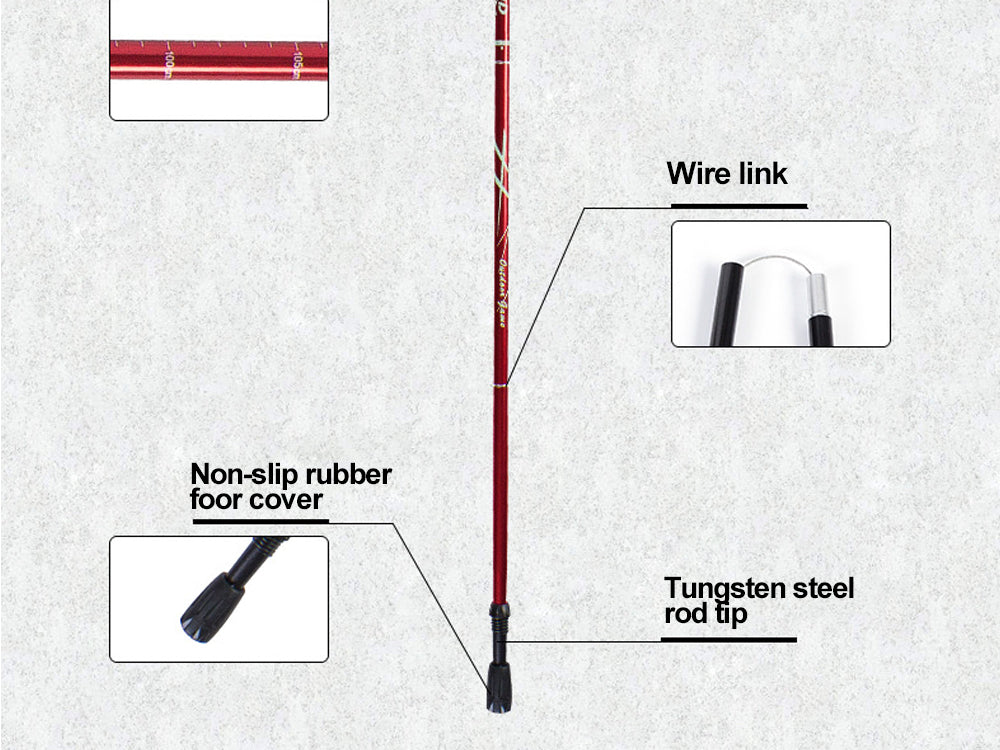 Portable 5-Section Hiking Sticks -Red/110CM