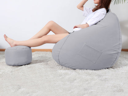 Bean Bag Chair with Footstool- Light grey