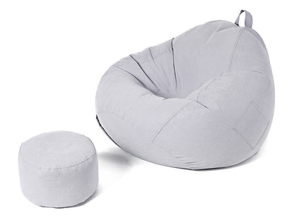 Bean Bag Chair with Footstool- Light grey