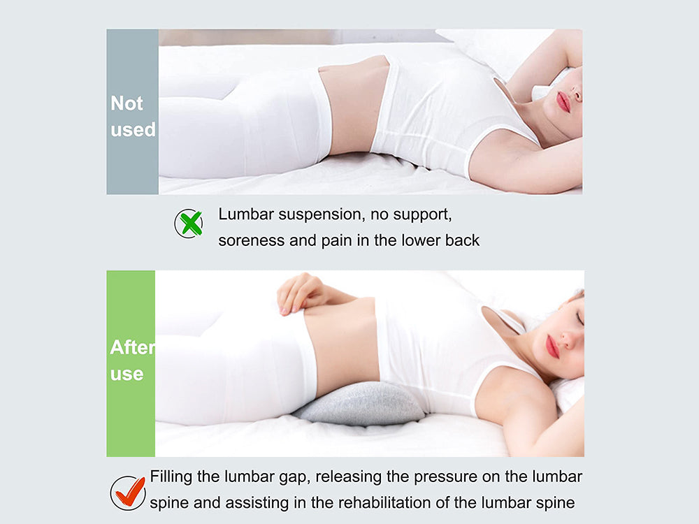 Lumbar Support Pillow for Sleeping,Ideal Back Pillow for Chair - Light grey