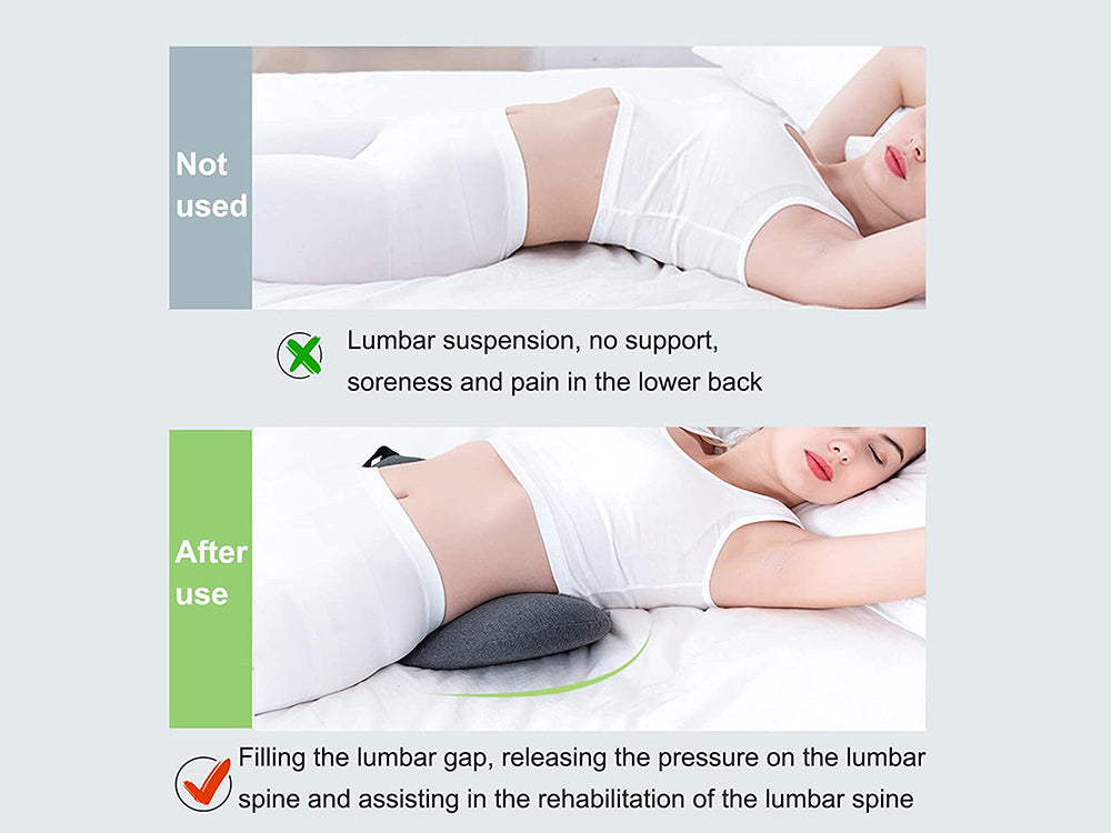 Lumbar Support Pillow for Sleeping,Ideal Back Pillow for Chair - Dark grey