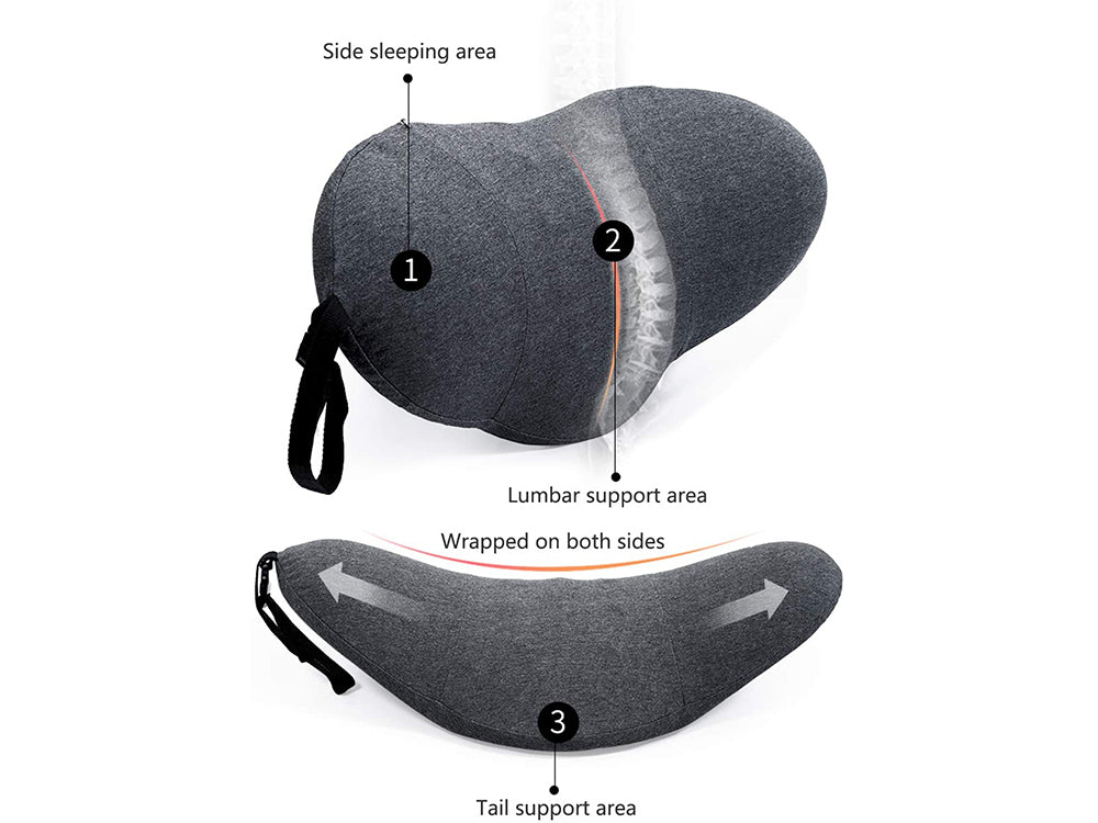 Lumbar Support Pillow for Sleeping,Ideal Back Pillow for Chair - Dark grey