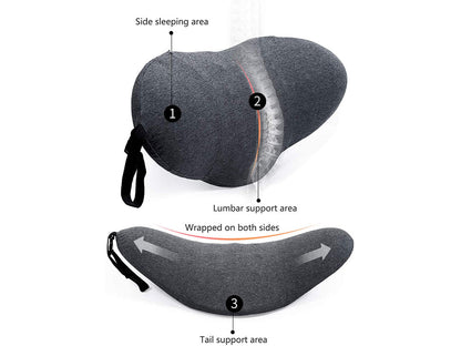 Lumbar Support Pillow for Sleeping,Ideal Back Pillow for Chair - Dark grey