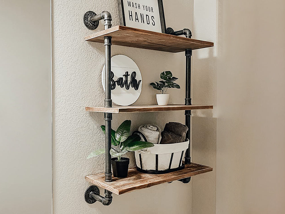 3 Tiers Industrial Pipe Shelf Rustic Wall Shelf