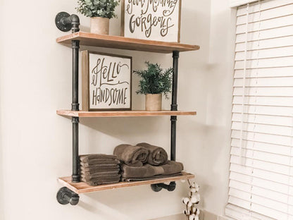 3 Tiers Industrial Pipe Shelf Rustic Wall Shelf